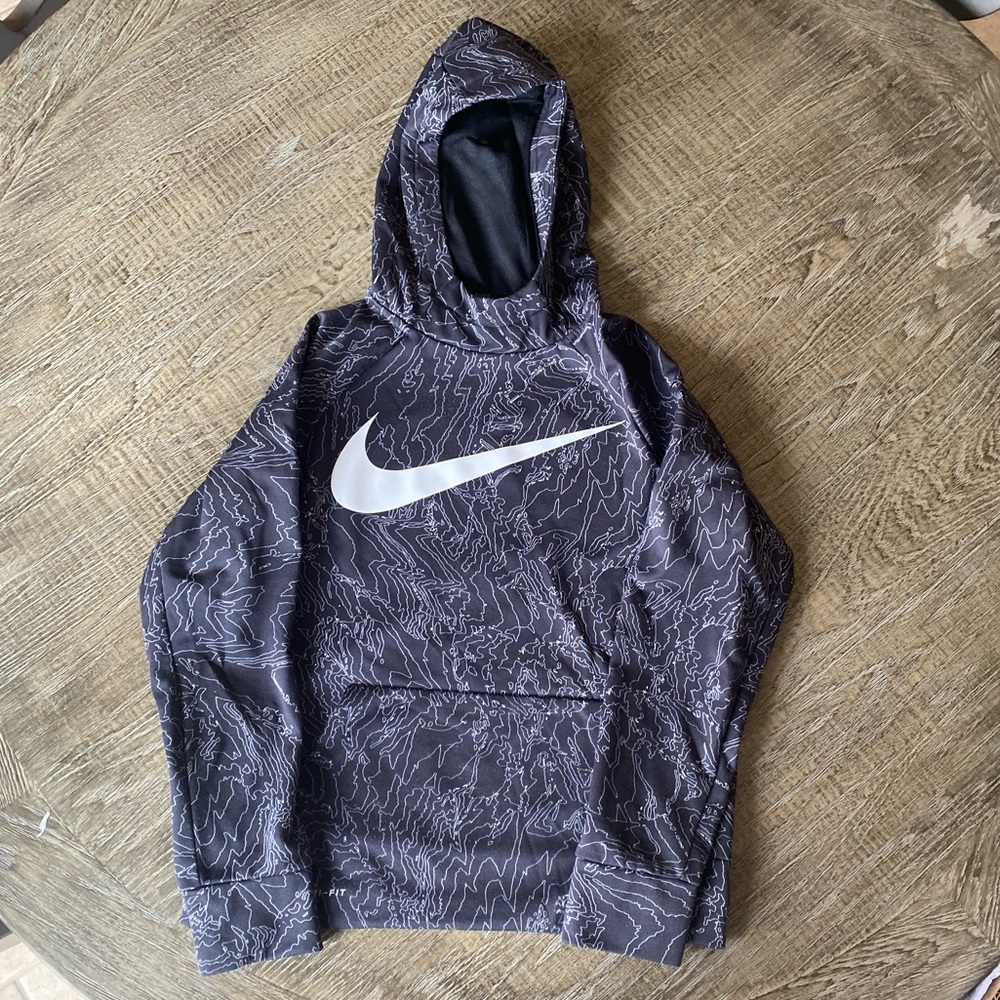 Nike Youth Hoodie Large Boys Black White swoosh
